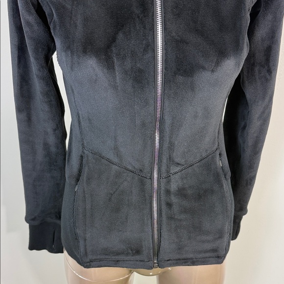 Athleta Velour Fuzzy Women's Black Zip-Up Jacket - Picture 2 of 8